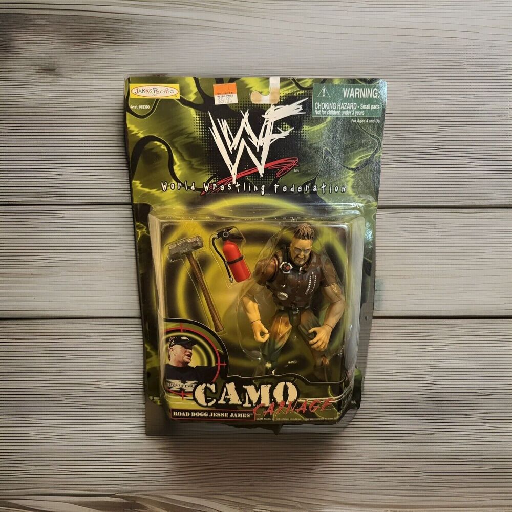 VTG 1999 WWF WWE Road Dogg Jesse James Camo Carnage Jakks Wrestling Figure MOC
